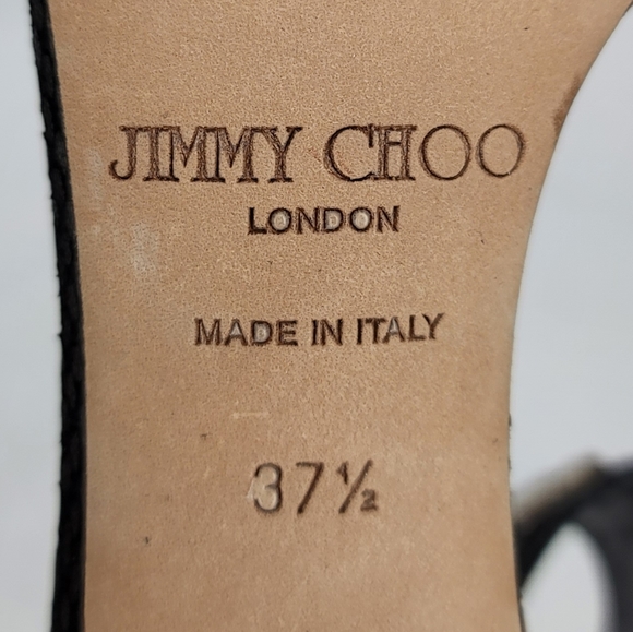 Jimmy Choo Black Ankle Strap Stiletto Heels Sandals 37.5 - Picture 8 of 9